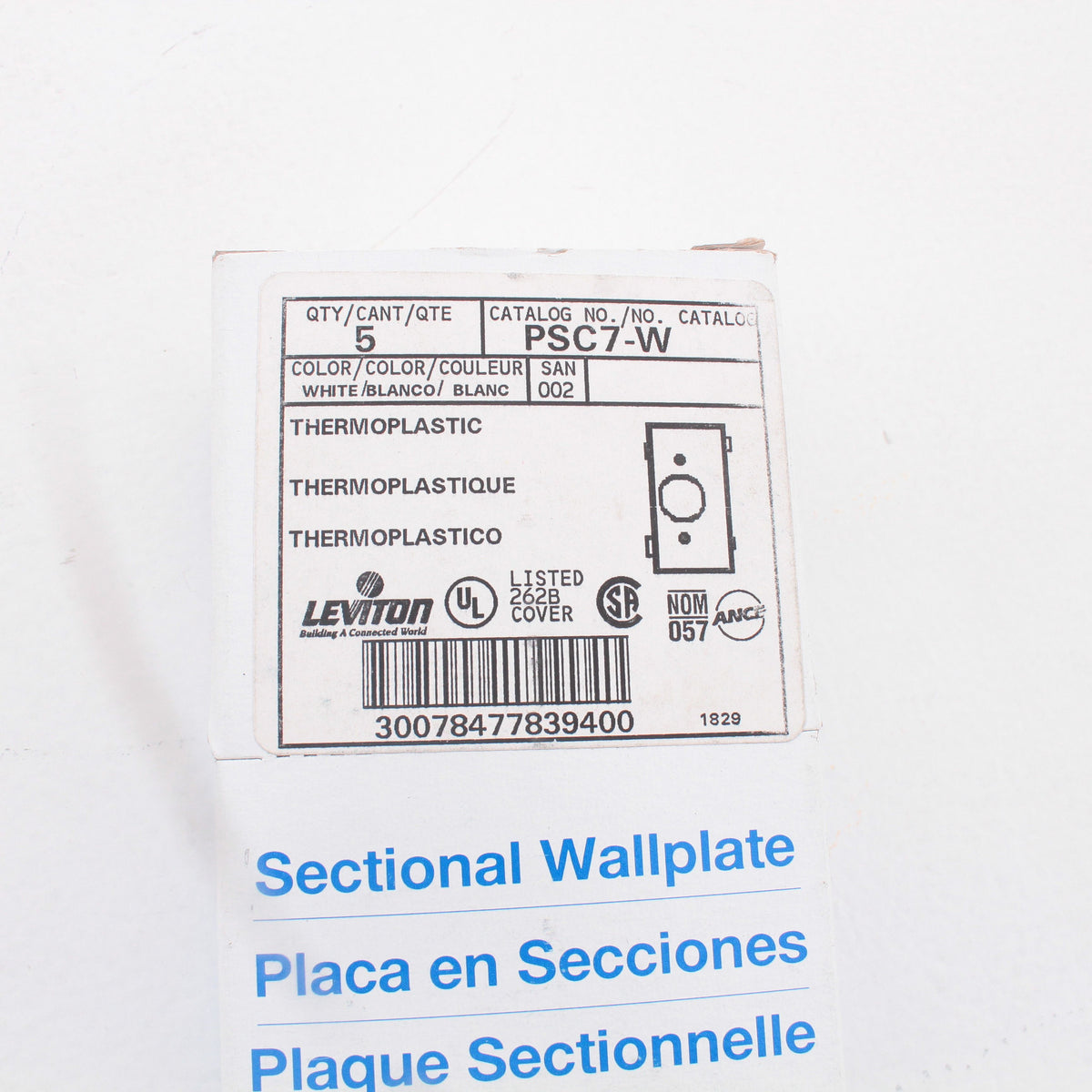 Leviton PSC7-W White 1-Gang Sectional Receptacle Wallplates 1.406" 1-Outlet 5pcs