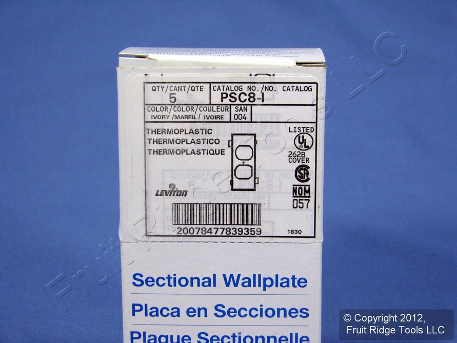 Leviton PSC8-I Ivory 1-Gang Duplex Unbreakable Sectional Wallplate Cover 5pcs