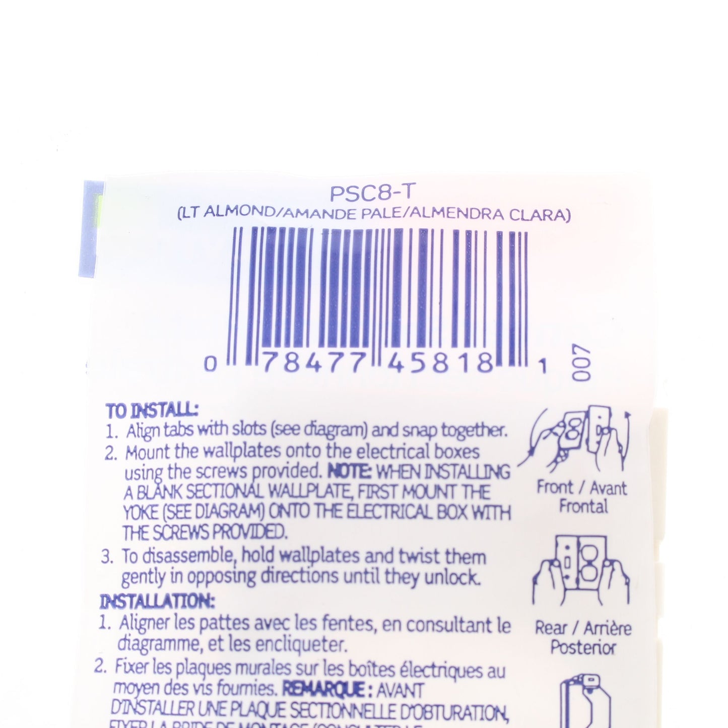 Leviton PSC8-T Light Almond Sectional Receptacle Nylon Wallplate Duplex Cover