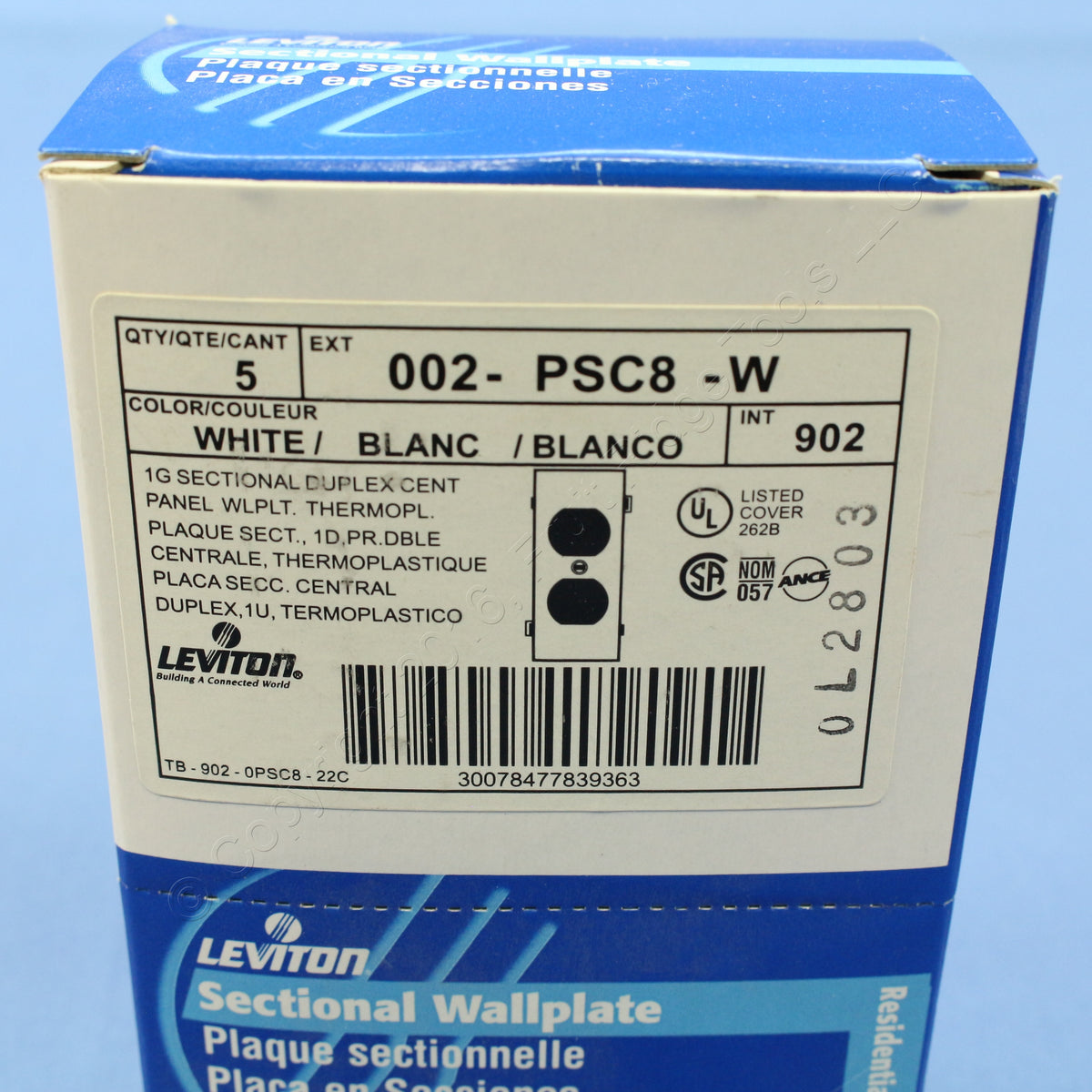 Leviton PSC8-W White Nylon Receptacle Outlet Center Panel Sectional Covers 10pk
