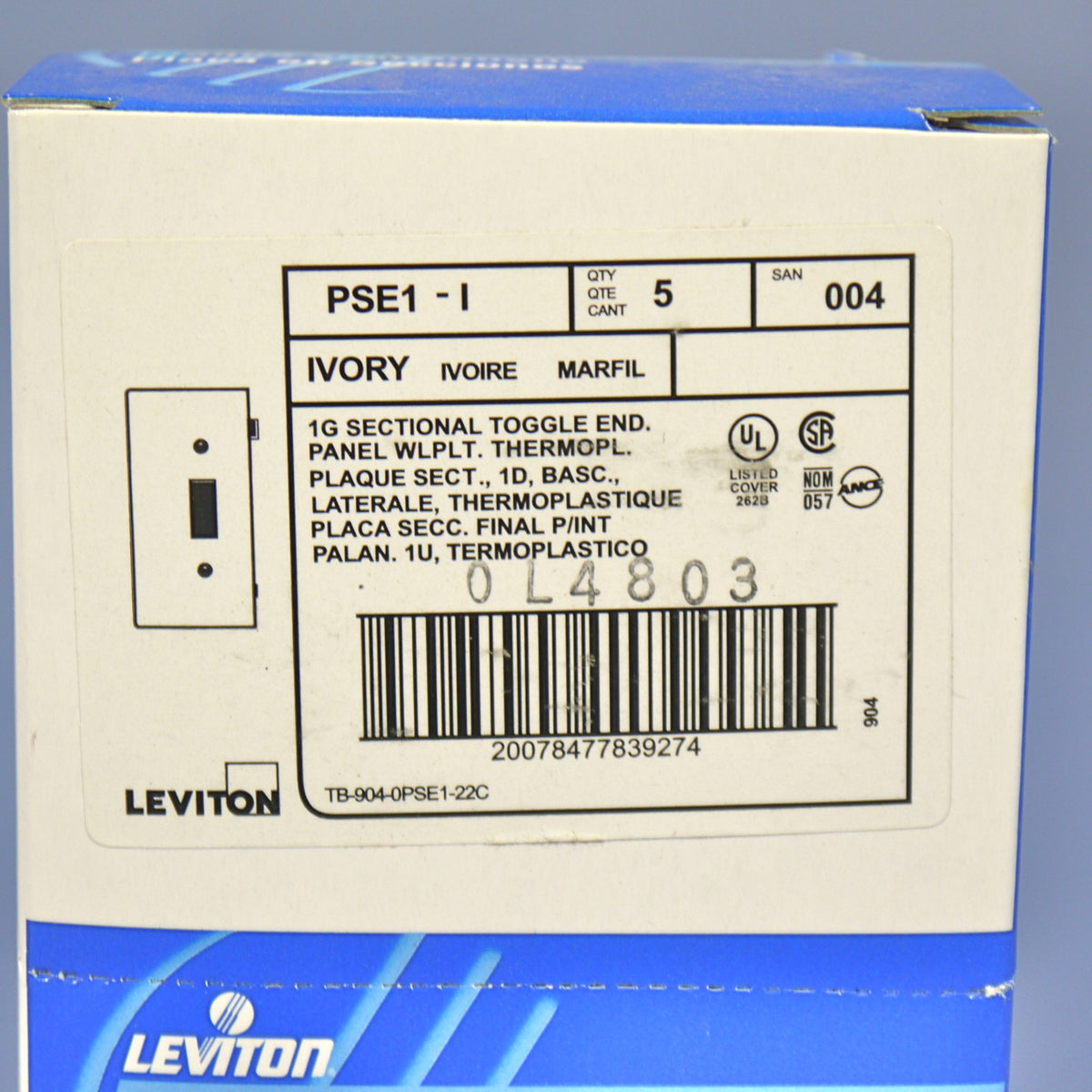 Leviton PSE1-I Ivory 1-Gang Toggle Unbreakable Sectional Wallplate Cover 5pcs