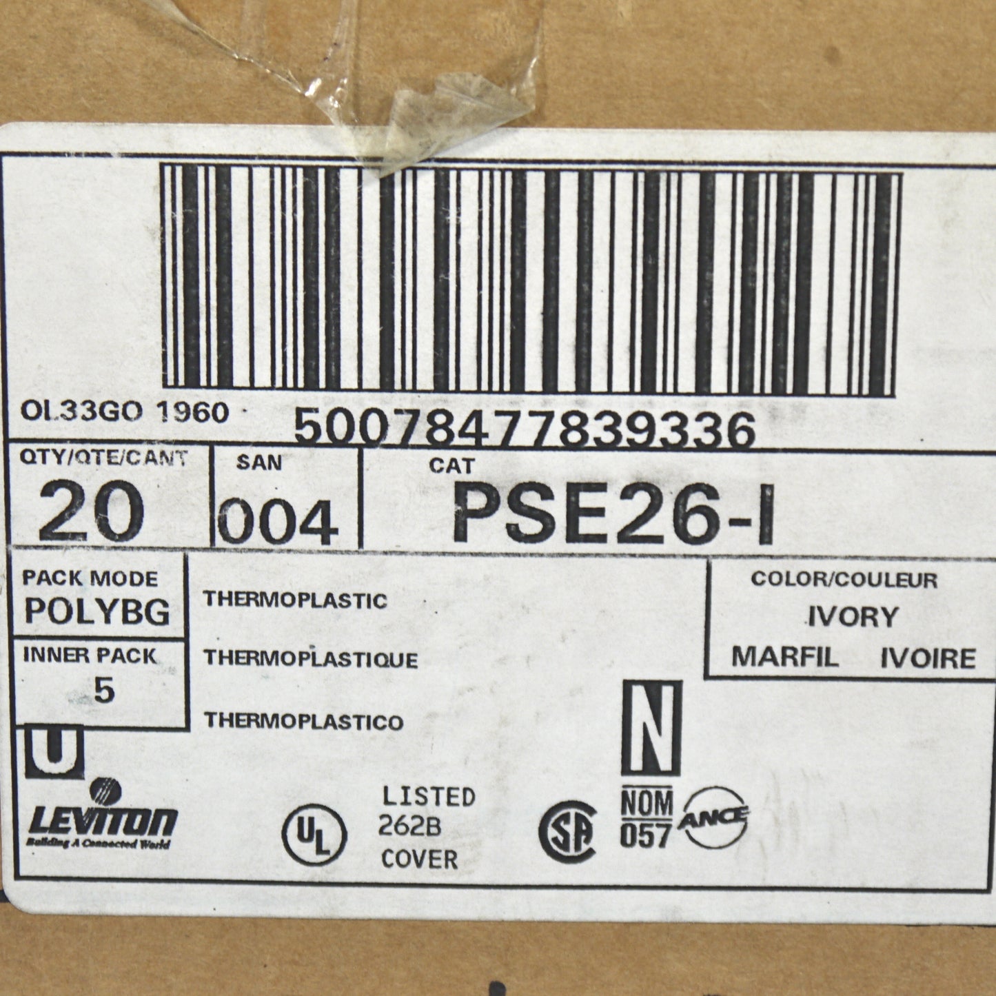 Leviton PSE26-I Ivory Decora GFI End Panel Unbreakable Sectional Wallplate 20pcs