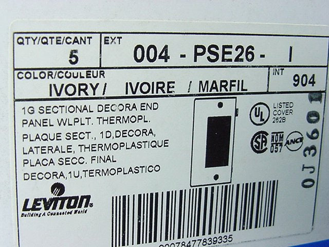 Leviton PSE26-I Ivory 1-Gang Decora Unbreakable Sectional Wallplate Cover 5pcs