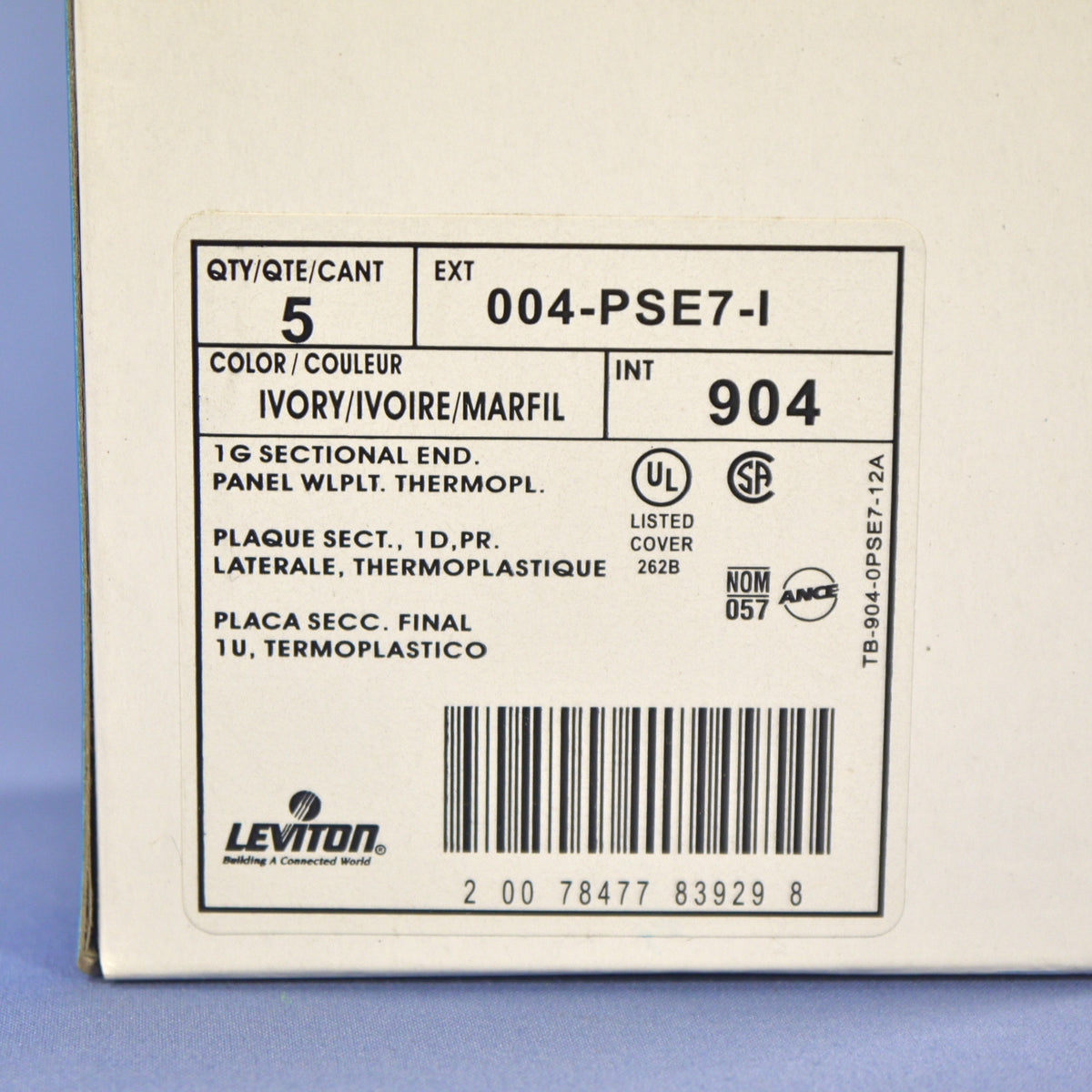 Leviton PSE7-I Ivory End Sectional 1.406" Outlet Receptacle Nylon Wallplate 5pcs