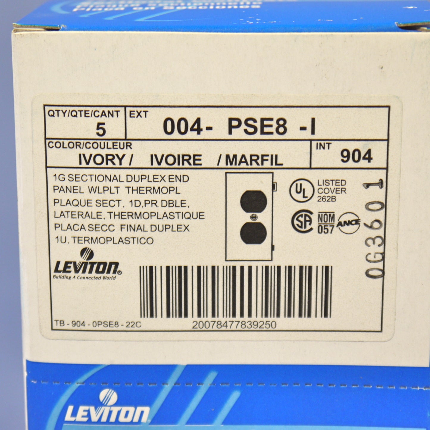 Leviton PSE8-I Ivory 1-Gang Unbreakable Nylon Sectional Wallplate Covers 5pcs
