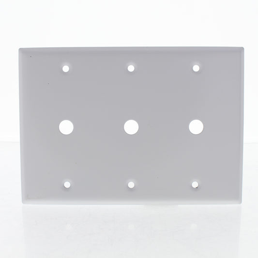 Leviton White Painted Metal 3-Gang Telephone Cable Box Mount Standard Wallplate