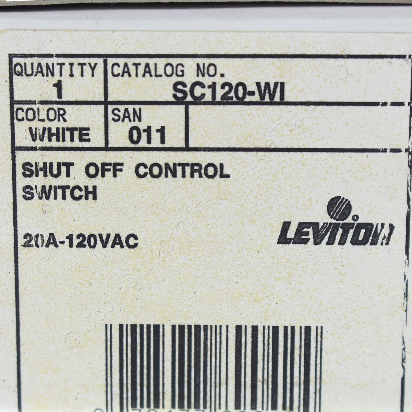Leviton White Ivory ON OFF SC120-WI Central Control Switch 20A 1-Pole 3-Way