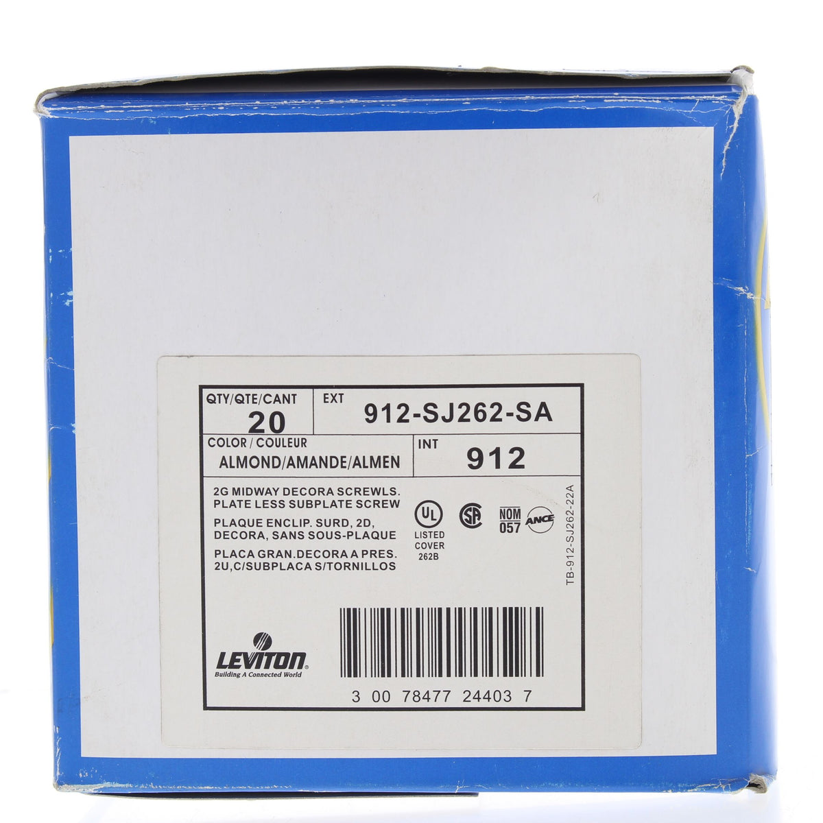 Leviton SJ262-SA Almond 2-Gang Midway Decora Screwless GFCI Wallplates 20-Pack