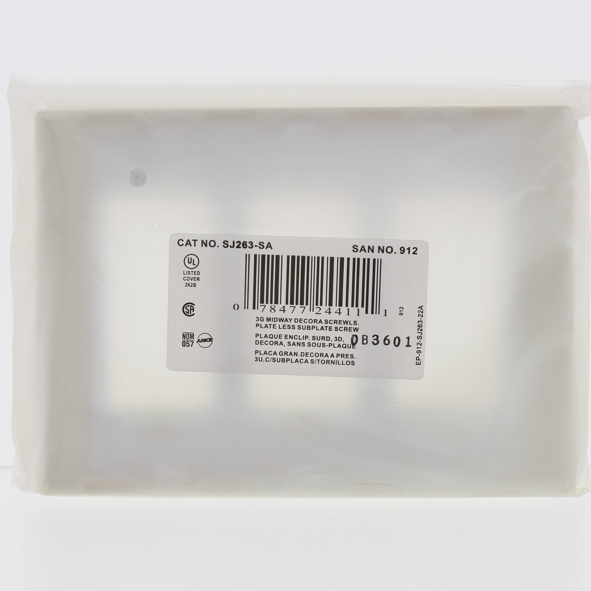 Leviton Almond 3-Gang Midway Decora Screwless Wallplate Cover Gfci Gfi SJ263-SA