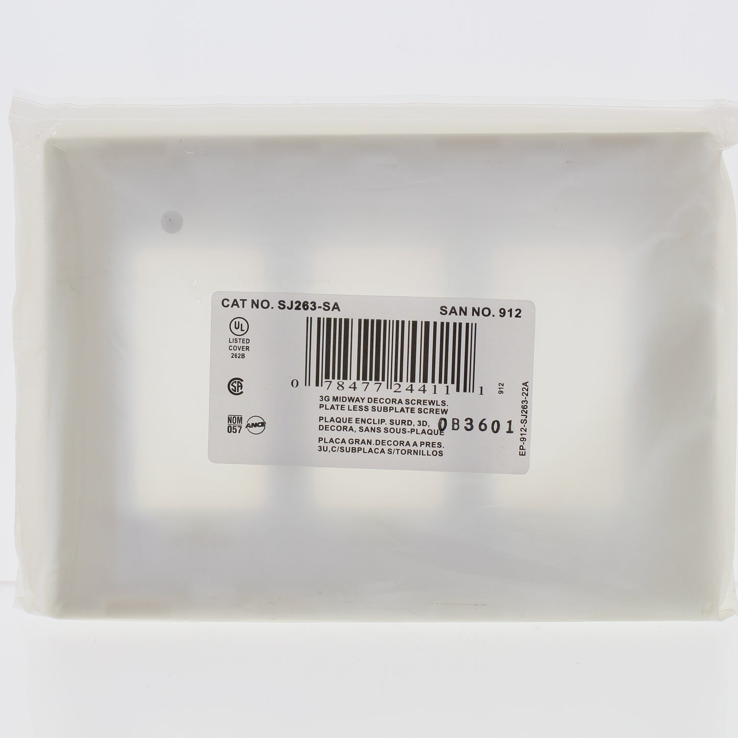 Leviton Almond 3-Gang Midway Decora Screwless Wallplate Cover Gfci Gfi SJ263-SA