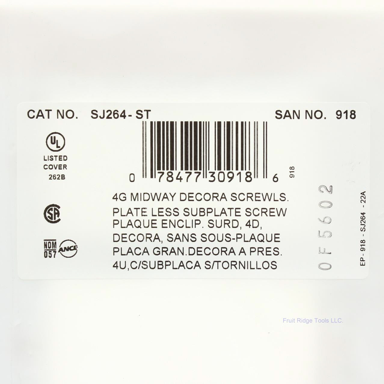 Leviton SJ264-ST Light Almond 4-Gang Unbreakable 4-Decora Midway Screwless Cover