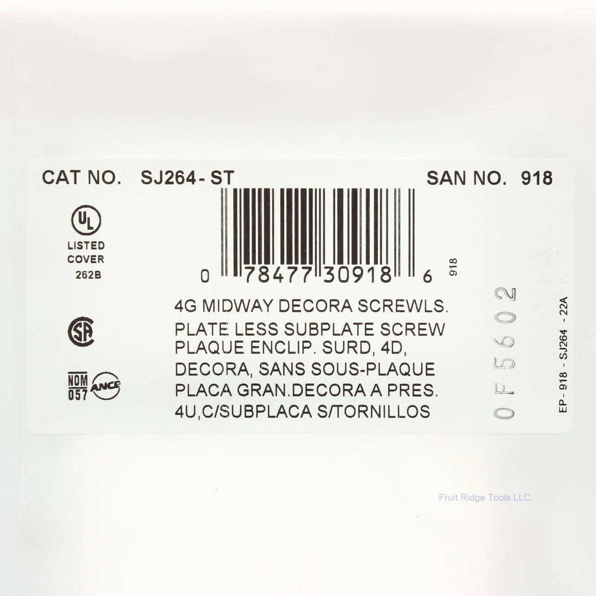 Leviton SJ264-ST Light Almond 4-Gang Unbreakable 4-Decora Midway Screwless Cover