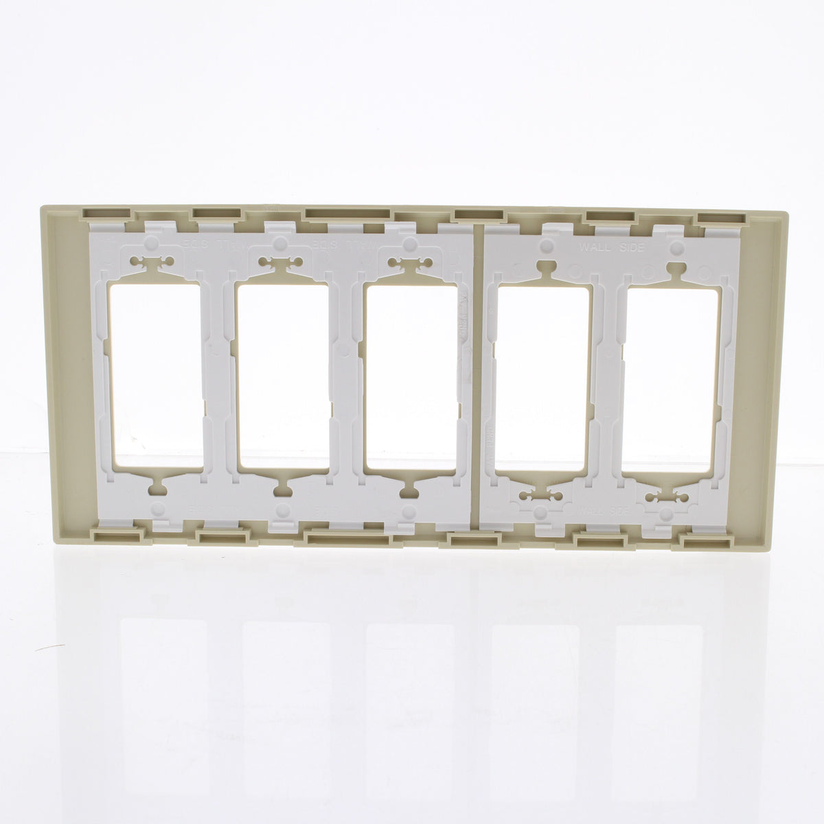 Leviton SJ265-SI Ivory 5-Gang Decora Unbreakable Nylon Midway Screwless Cover