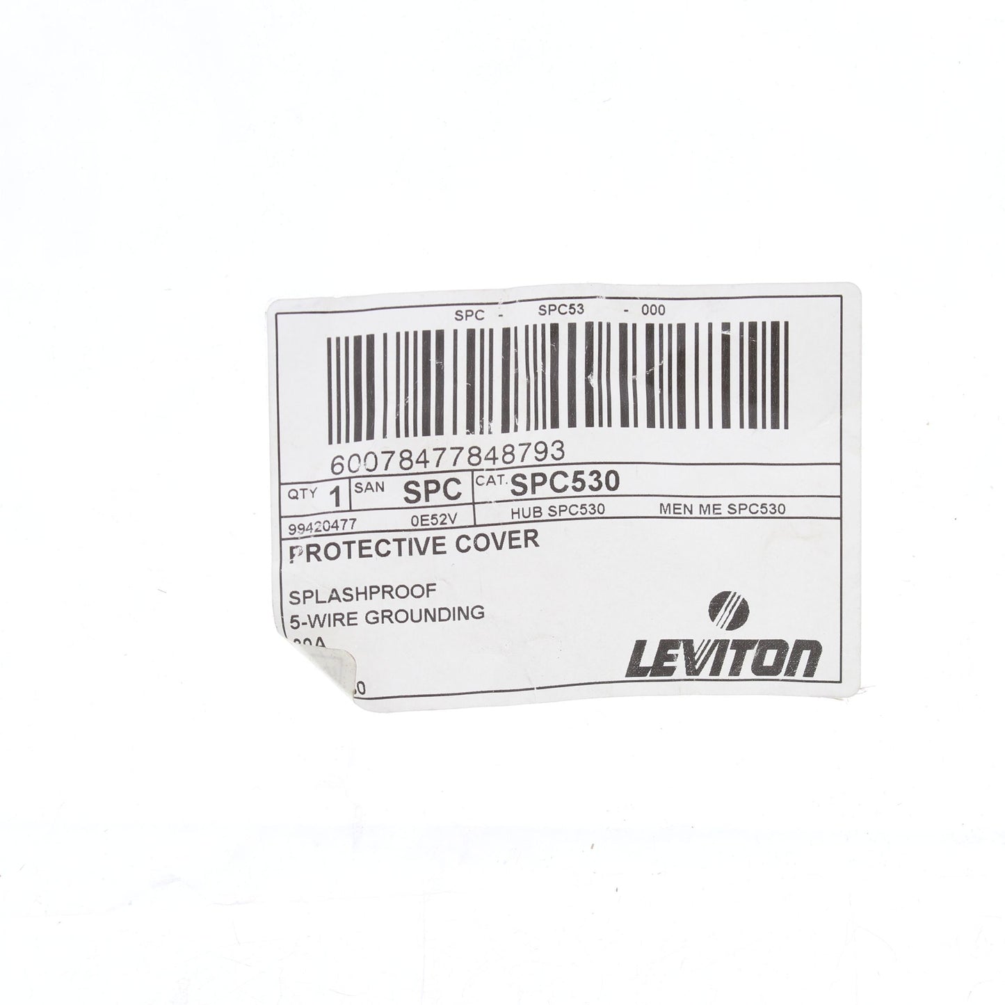 Leviton SPC530 Splashproof Pin & Sleeve Inlet Cover Cap 30A 5-Wire