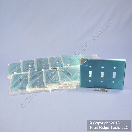 10 Leviton Non-Mag Stainless Steel Midway 3-Gang Switch Cover Wallplates SSJ3-40