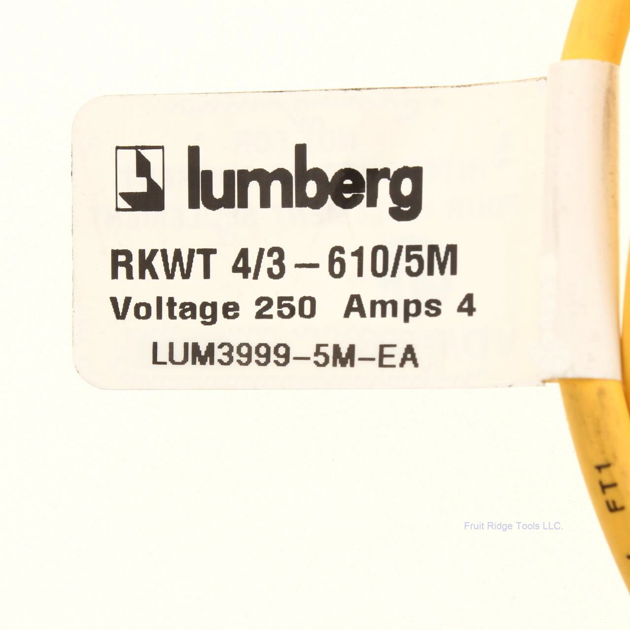Lumberg Automation Sensor Cordset 3999- 5 RKWT 4/3 - 610/5M 4A 250V 5-Meters