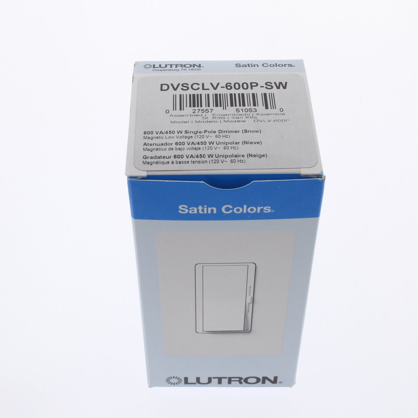Lutron White Single Pole Dimmer Switch 450W Magnetic Low Voltage Light Control