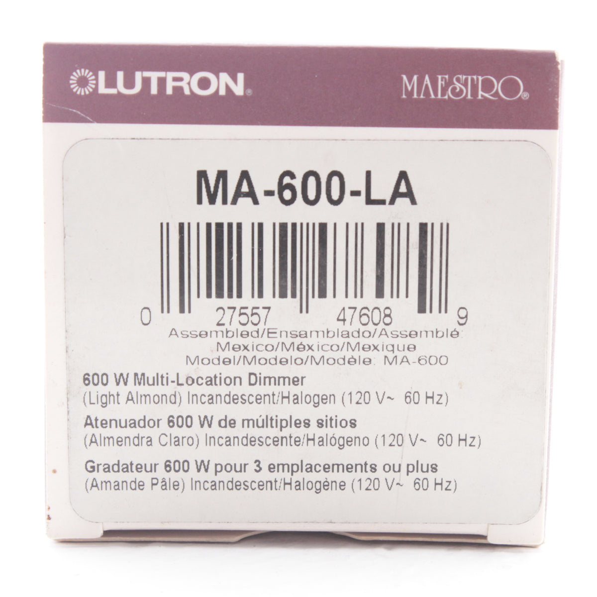 Lutron Maestro Lt Almond Preset Decorator Dimmer Switch Multi-Way 600W MA-600-LA