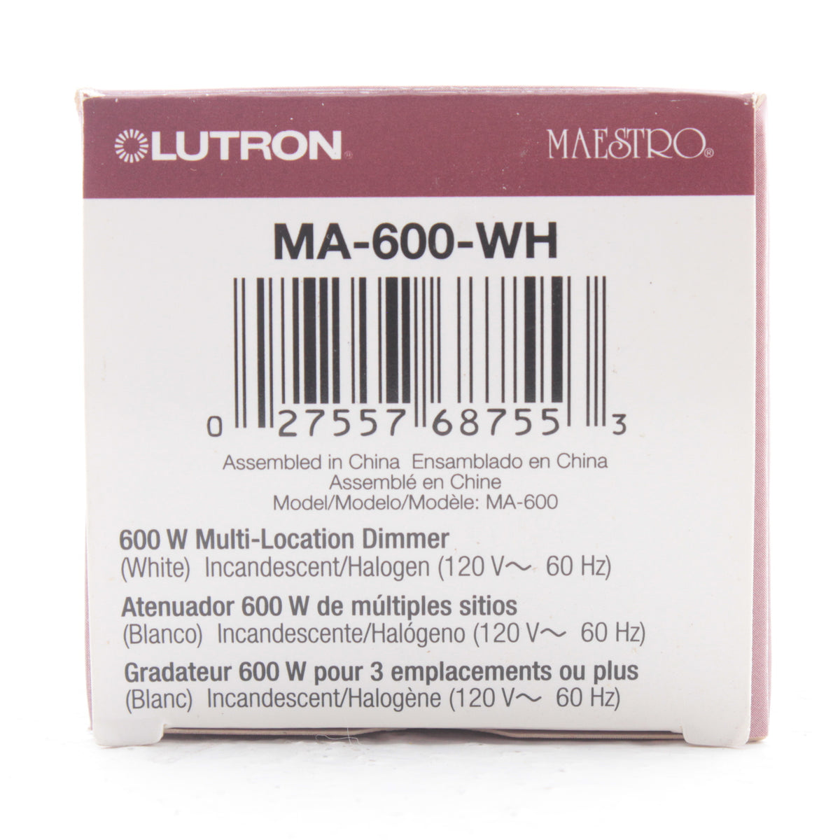 Lutron Maestro White Preset Decorator Dimmer Switch Multi-Way 600W MA-600-WH
