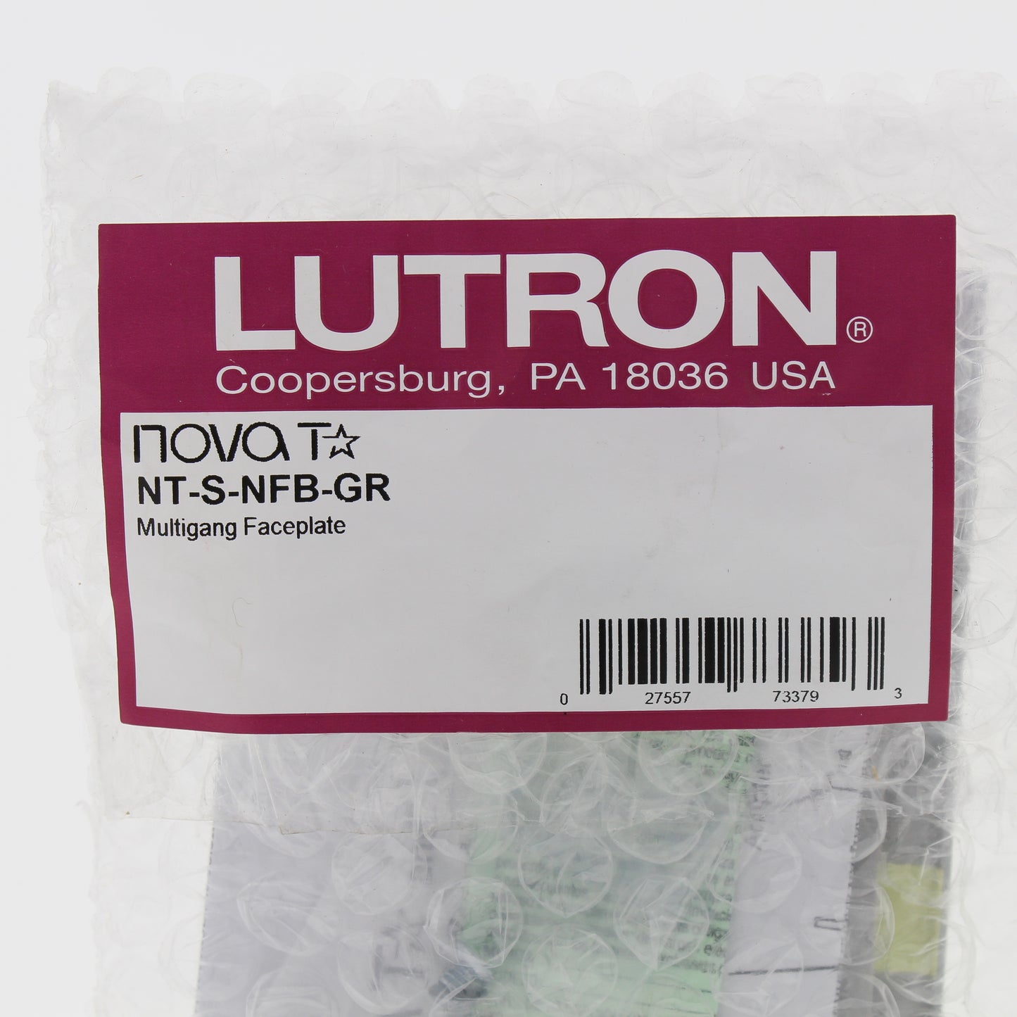 Lutron NT-S-NFB-GR Matte Gray 1-Gang Faceplate Nova T Architectural Wallplate