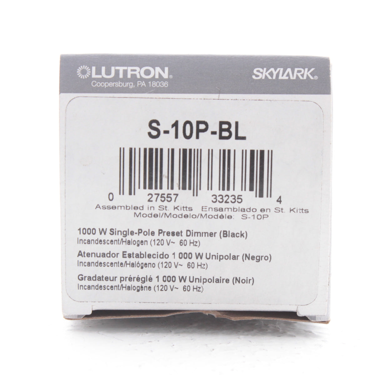 Lutron Skylark Black Single Pole Slide Dimmer Switch Preset 1000W S-10P-BL