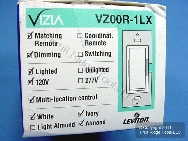 Leviton VZ00R-1LX Ivory/Almond/White Vizia Light Dimmer Slave Remote Switch