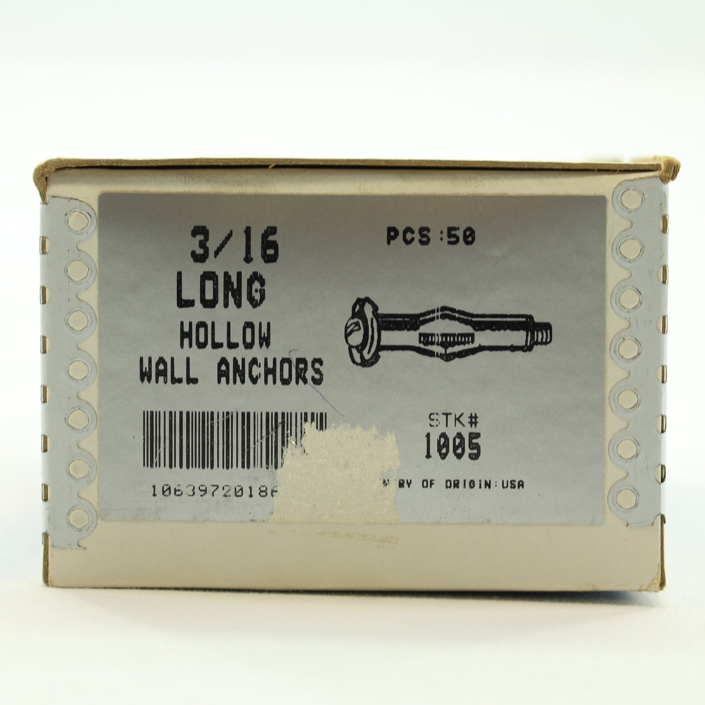 50 Metallics Long Hollow Wall Anchors 5/8"- 1-3/16" Grip Range 3/16" Screw 1005