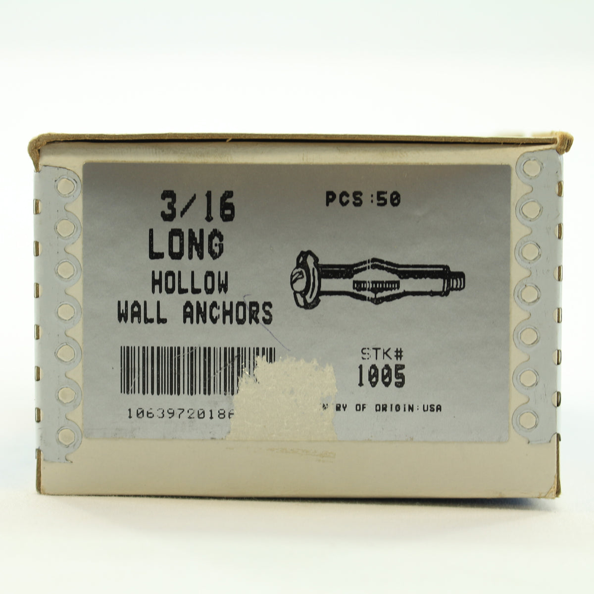 50 Metallics Long Hollow Wall Anchors 5/8"- 1-3/16" Grip Range 3/16" Screw 1005