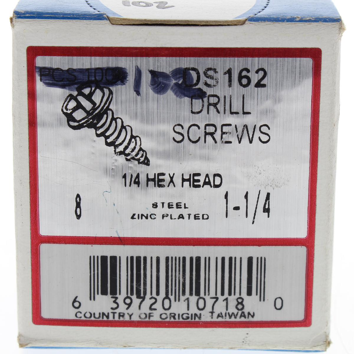 102-Pack Metallics #8 x 1-1/4" Drill Screws 1/4" Hex/Slotted Head Zinc DS162
