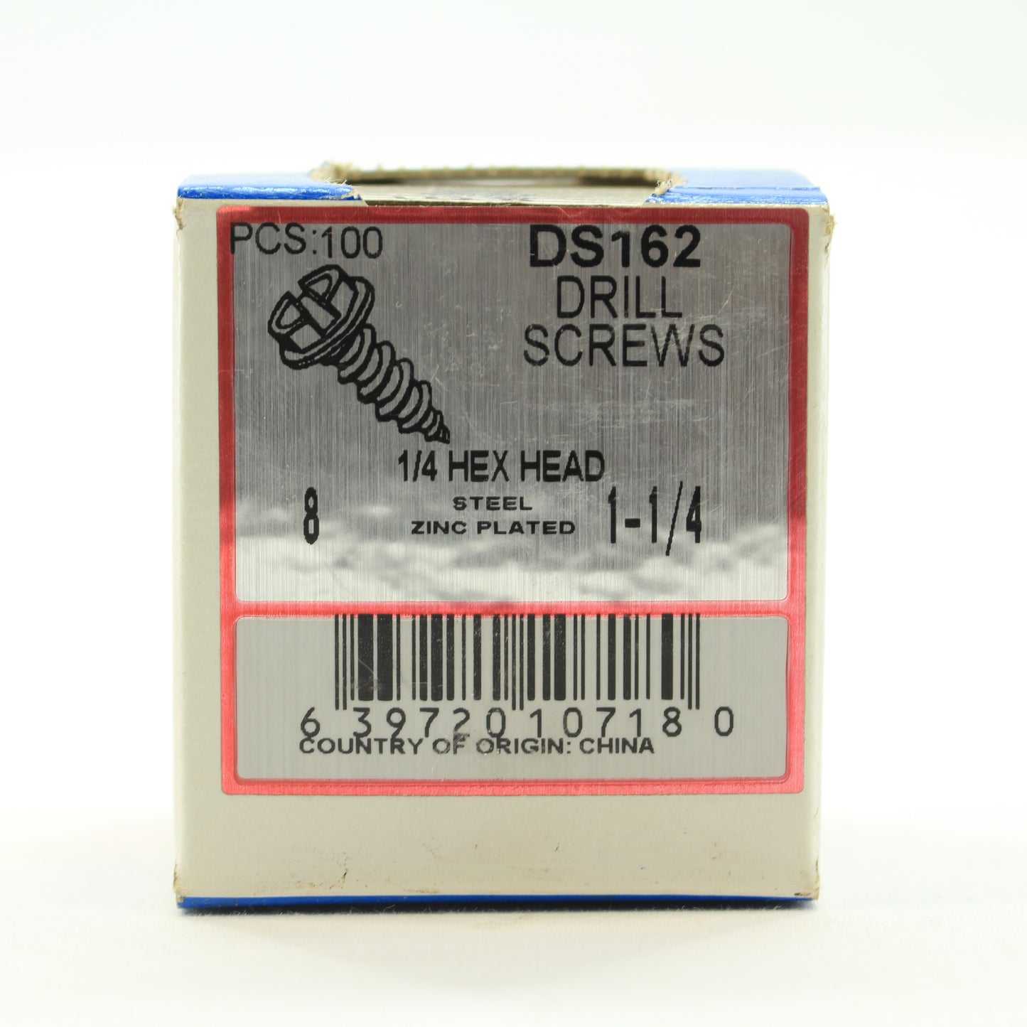 108-Pack Metallics #8 x 1-1/4" Drill Screws 1/4" Hex/Slotted Head Zinc DS162