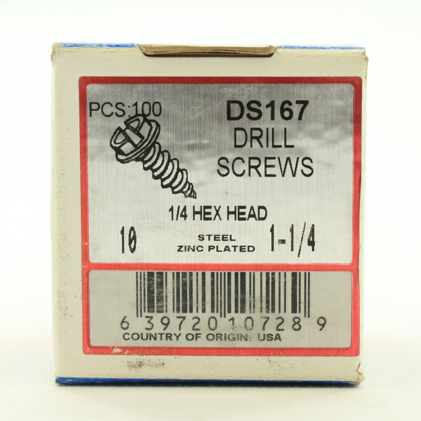 Metallics DS167 #10 x 1-1/4" Drill Screws 1/4 Hex/Slotted Head Zinc 100pcs
