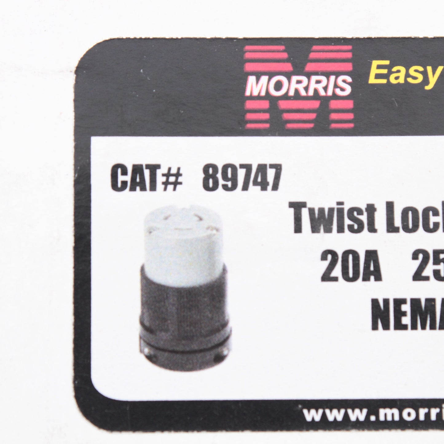 Morris 89747 Turn Twist Locking Plug Connector Industrial NEMA L6-20R 20A 250V