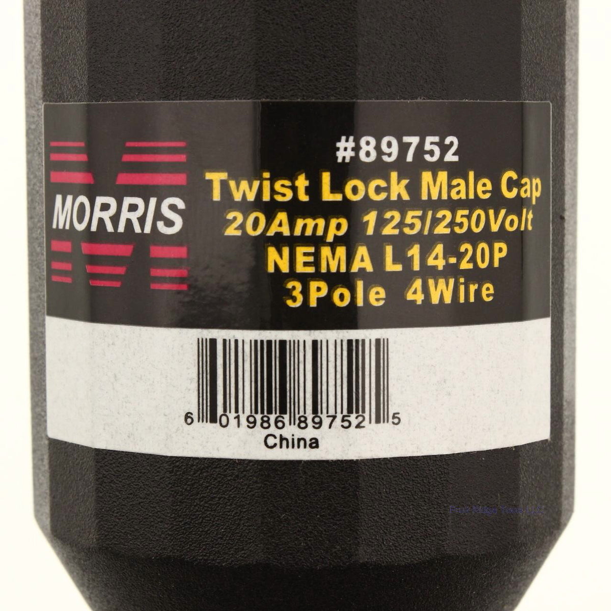 Morris #89752 Twist Locking Male Cap Connector Plug 20A 125/250V NEMA L14-20P