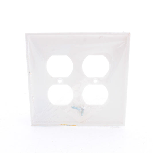Mulberry 32802 White 2-Gang Duplex Outlet Unbreakable Nylon Midi Wallplate Cover