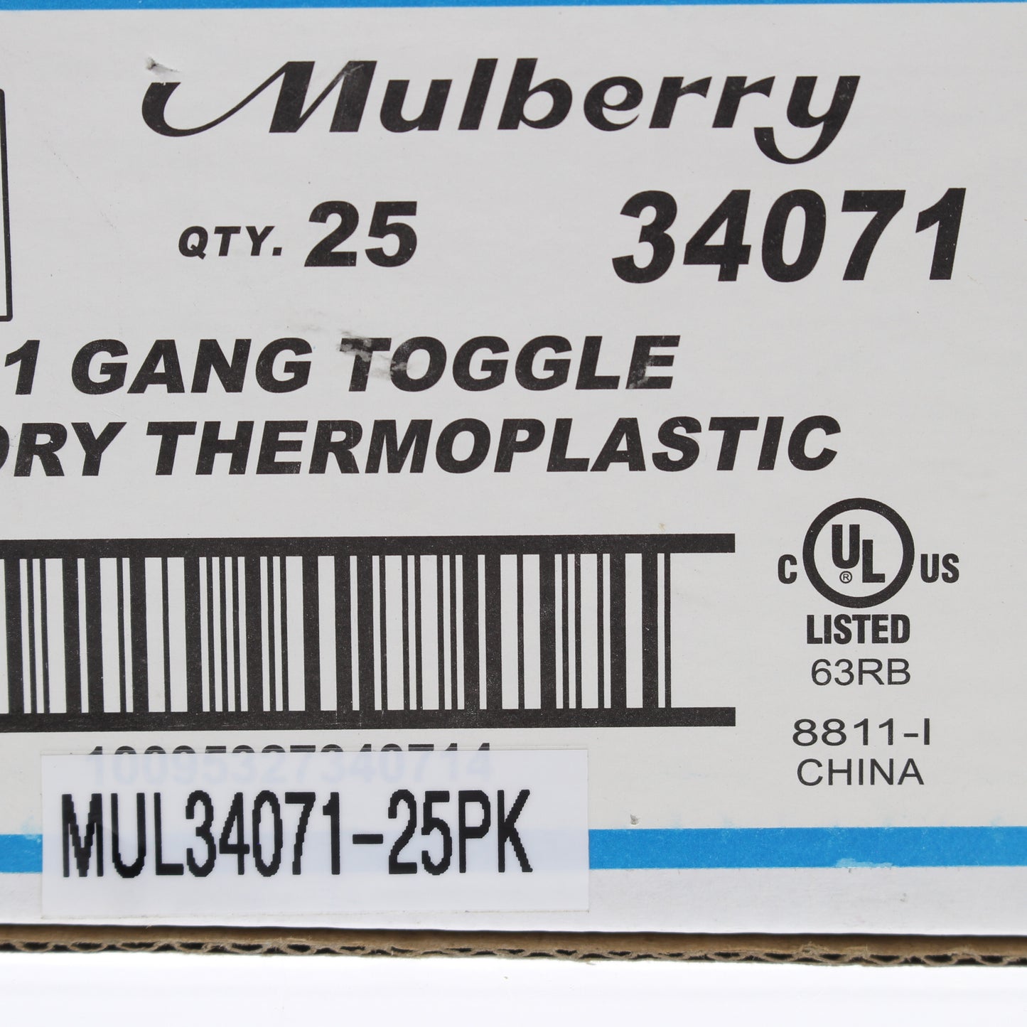 Mulberry 34071 Ivory 1-Gang Toggle Switch Unbreakable Standard Wallplates 25pcs