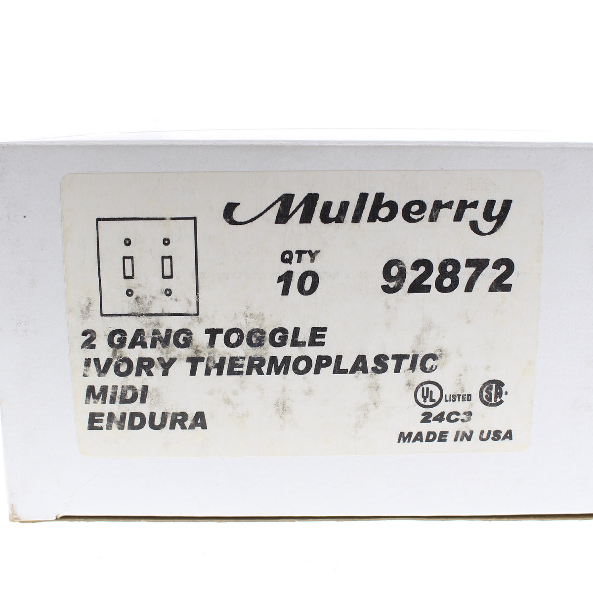 Mulberry 92872 Ivory 2-Gang Thermoplastic Unbreakable Midi Wallplate Cover 10pcs