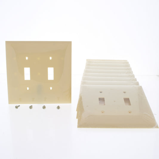 Mulberry 92872 Ivory 2-Gang Thermoplastic Unbreakable Midi Wallplate Cover 10pcs