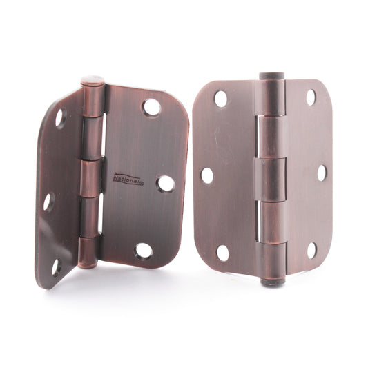 National Hardware N336-909 Bronze Antique Steel 3-1/2" Round Corner Hinges 2pcs