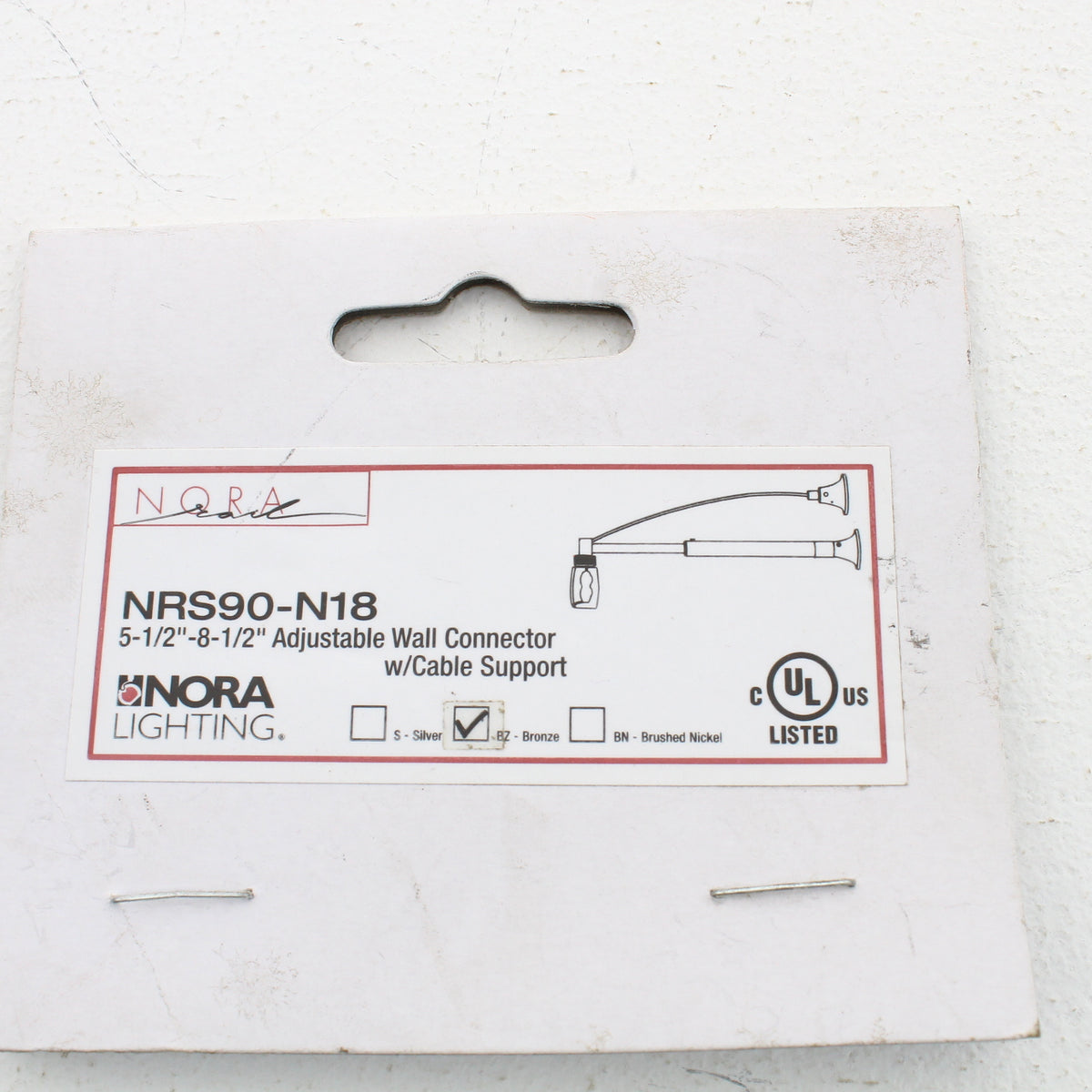 Nora Lighting NRS90-N18BZ Bronze 5.5"-8.5" Adjustable Rail Light Wall Connector