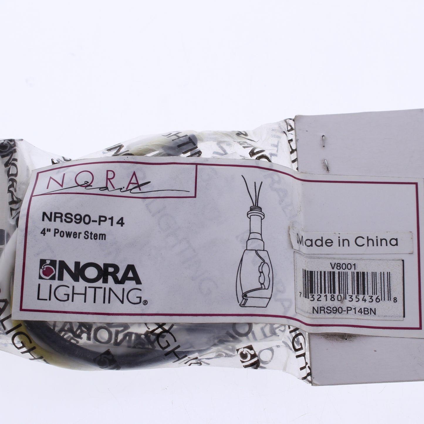 Nora Lighting Flexible Rail 4" Power Stem Brushed Nickel NRS90-P14BN
