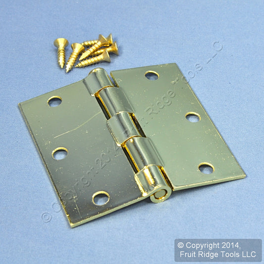 National Hardware Bright Brass Finish Steel 3.5" Hinge Removable Pin 2pcs