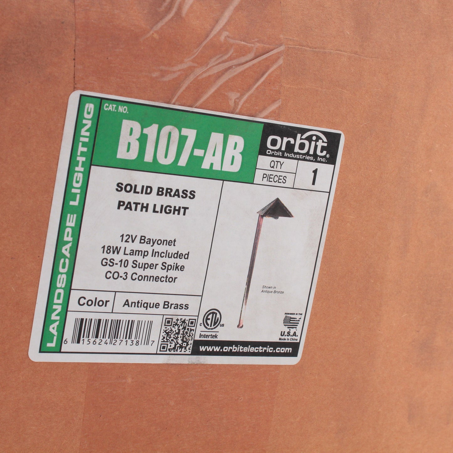 Solid Orbit Brass Path Light 12V Bayonet Antique Brass B107-AB
