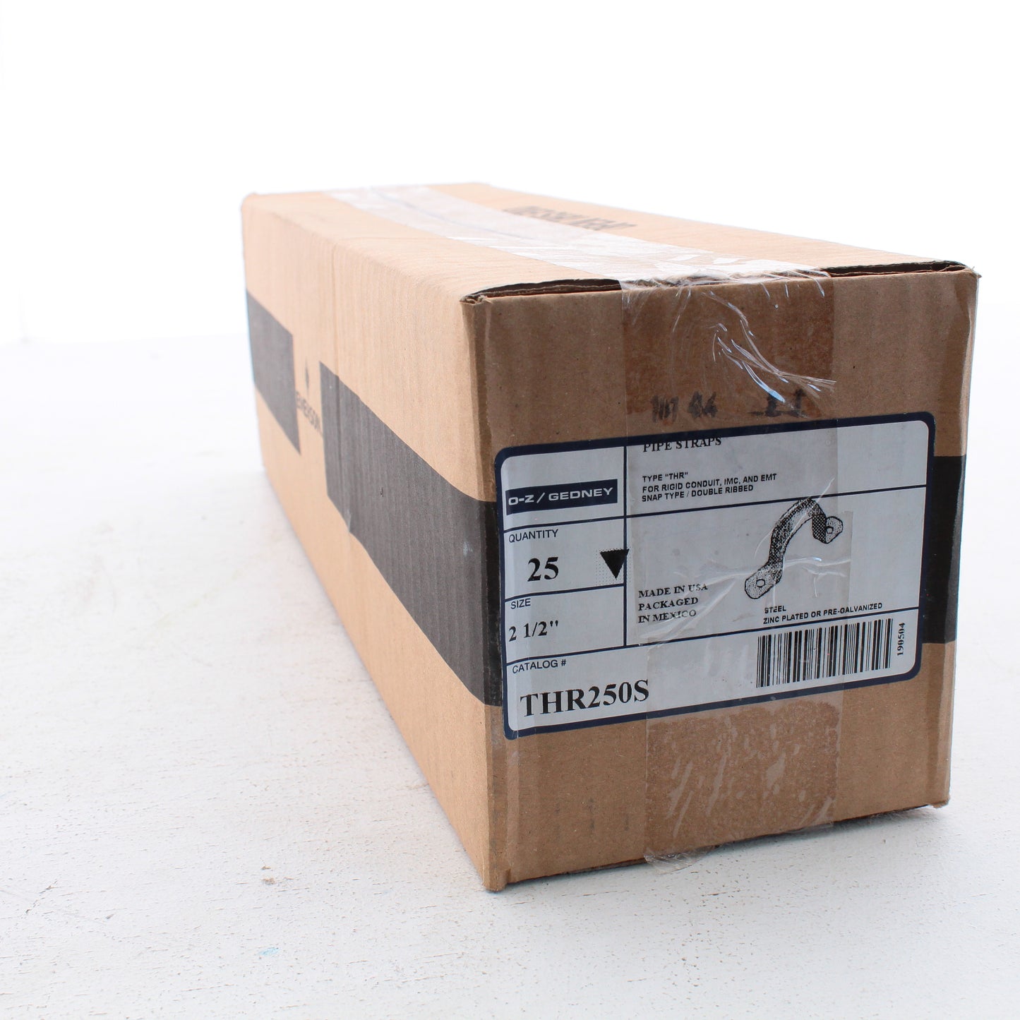 OZ-Gedney THR-250S 2-1/2" 2 Hole Zinc Plated Steel Straps 25-Pack