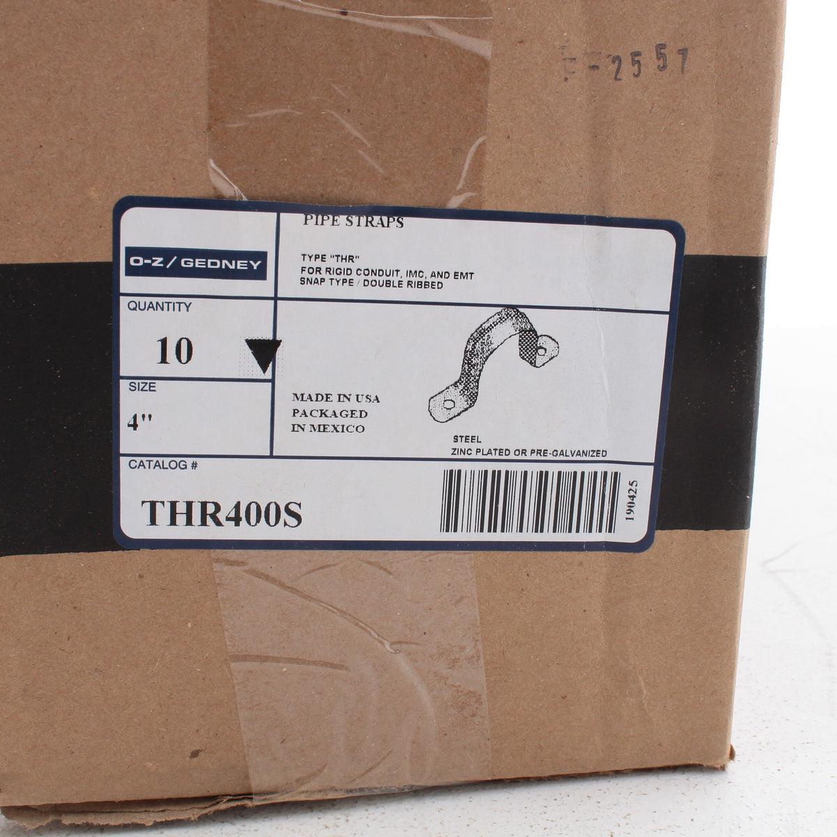 10-pack OZ-Gedney THR-400S 4" 2-Hole Zinc Plated Steel Straps