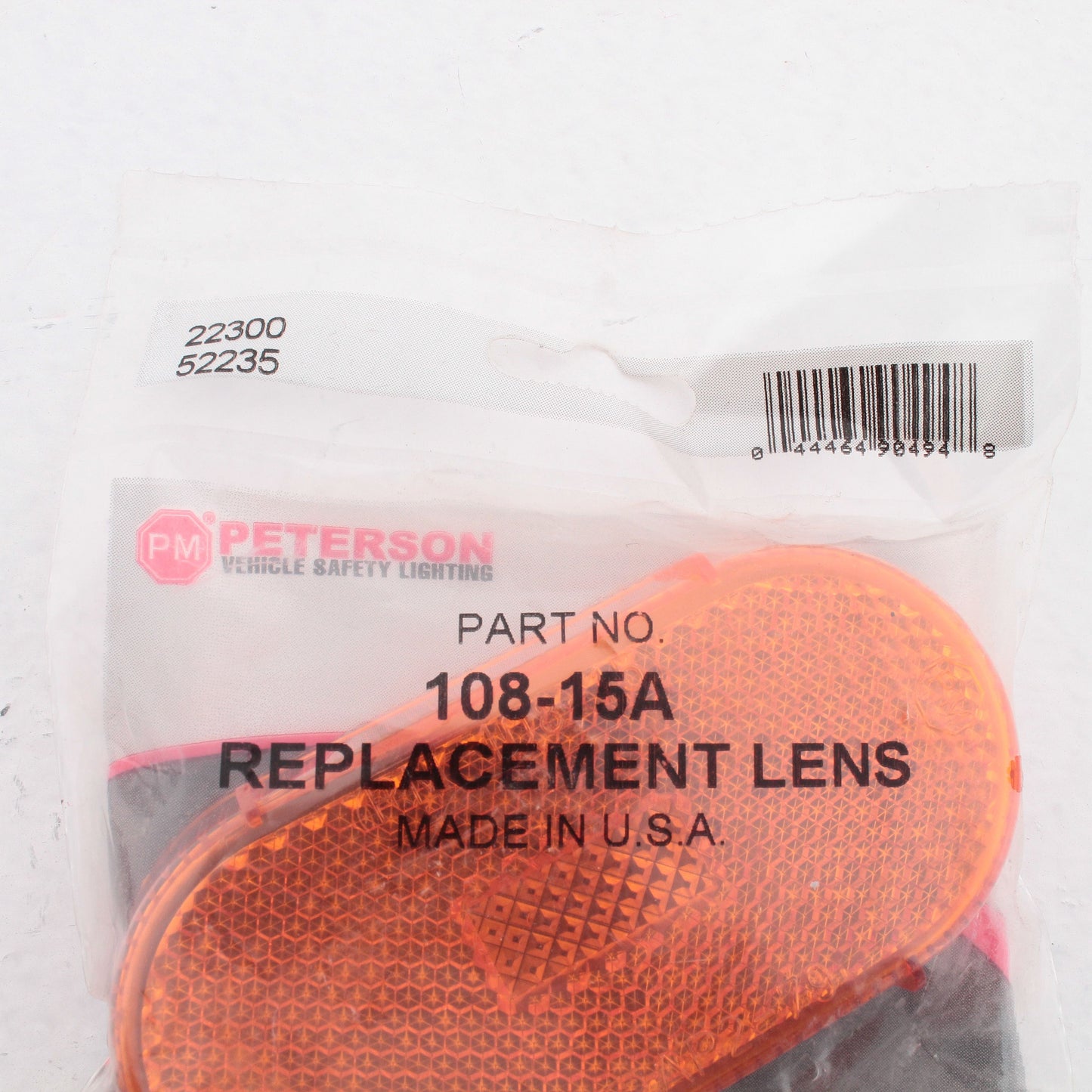 Peterson 108-15A Amber 4-1/8" Snap-On Oblong Replacement Lens with Reflector