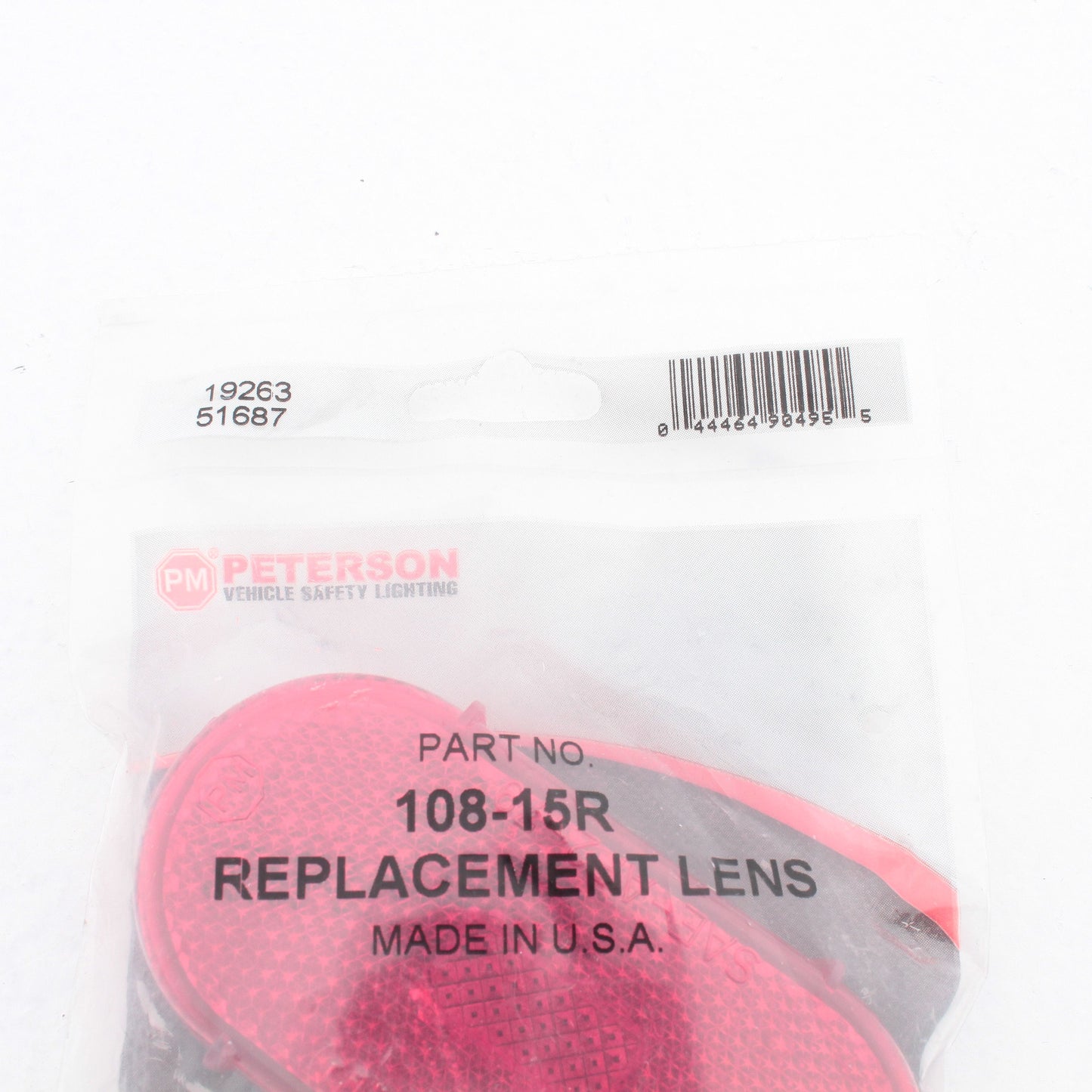 Peterson 108-15R Red 4-1/8" Snap-On Oblong Replacement Lens with Reflector