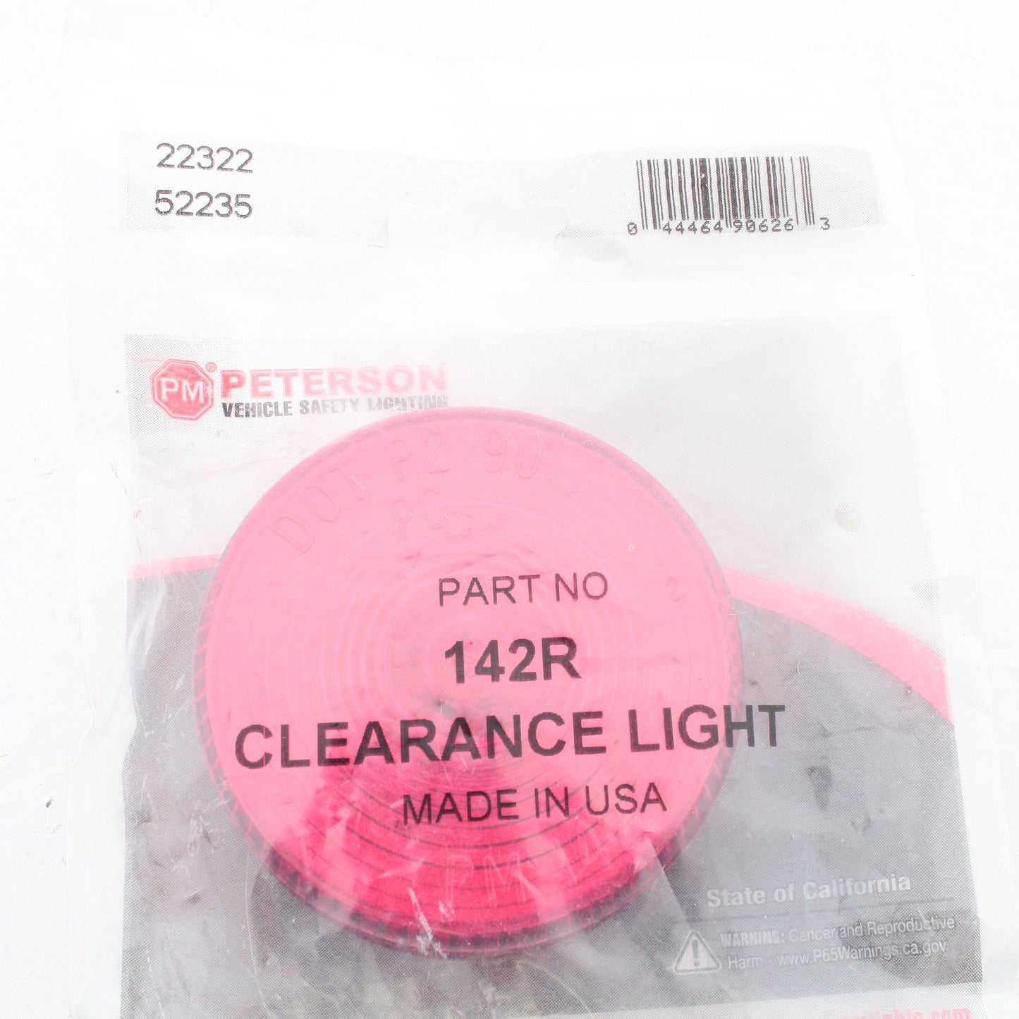 Peterson 142R Red 2.5" Clearance Side Marker Trailer Light w/ Housing No Grommet
