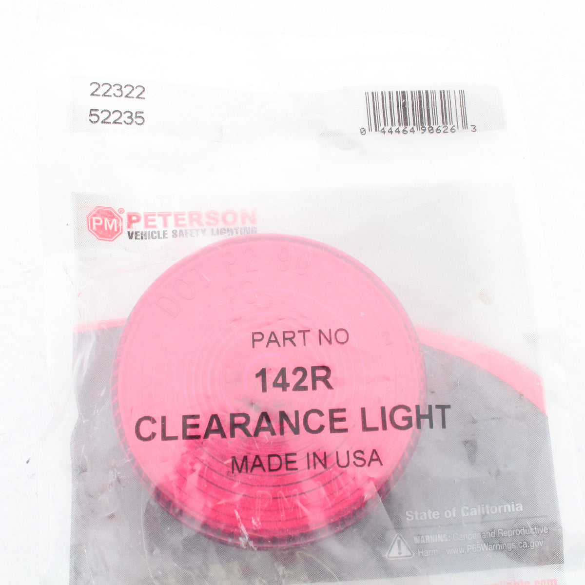 Peterson 142R Red 2.5" Clearance Side Marker Trailer Light w/ Housing No Grommet