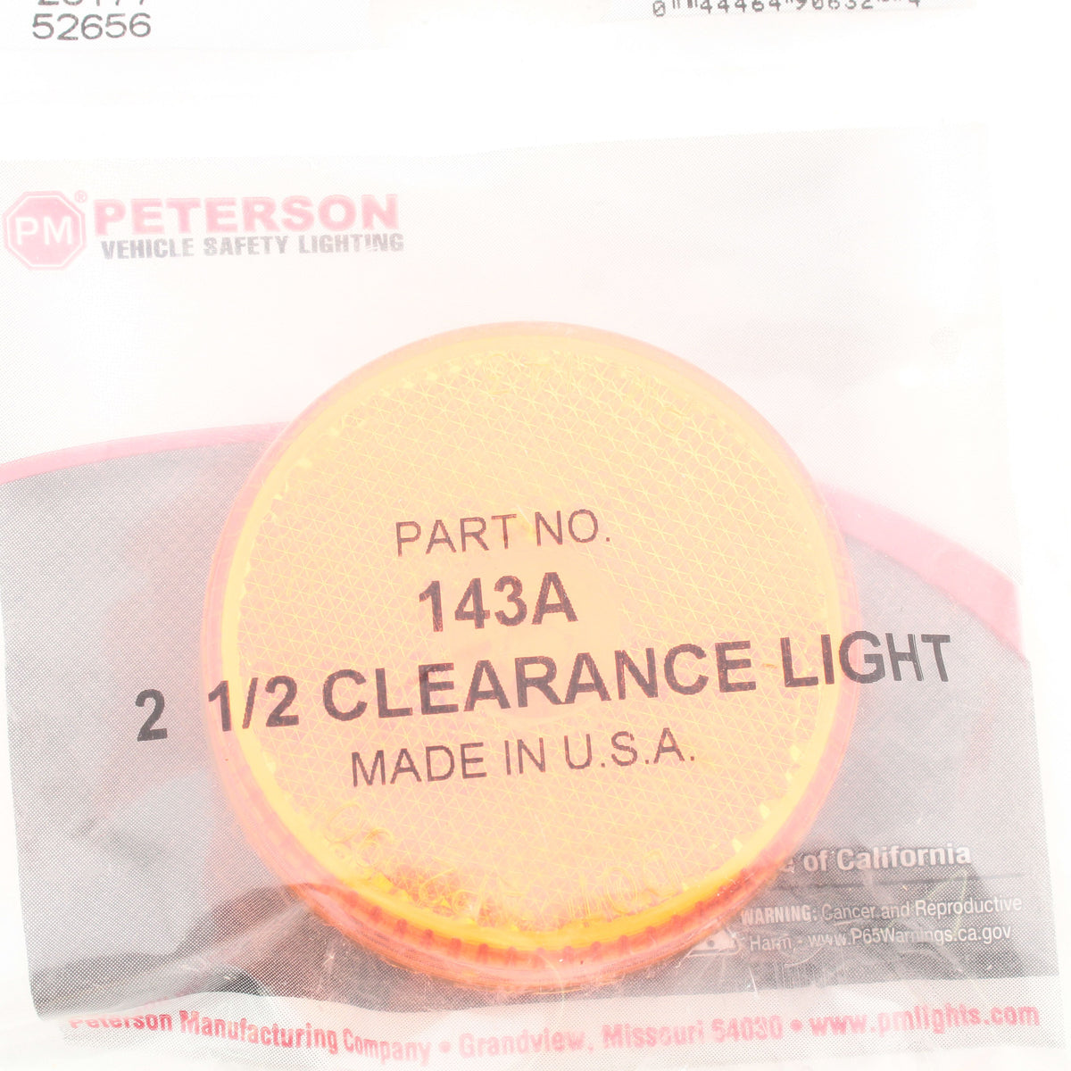 Peterson 143A Amber Round 2.5" Sealed Clearance Side Marker Trailer Wagon Light