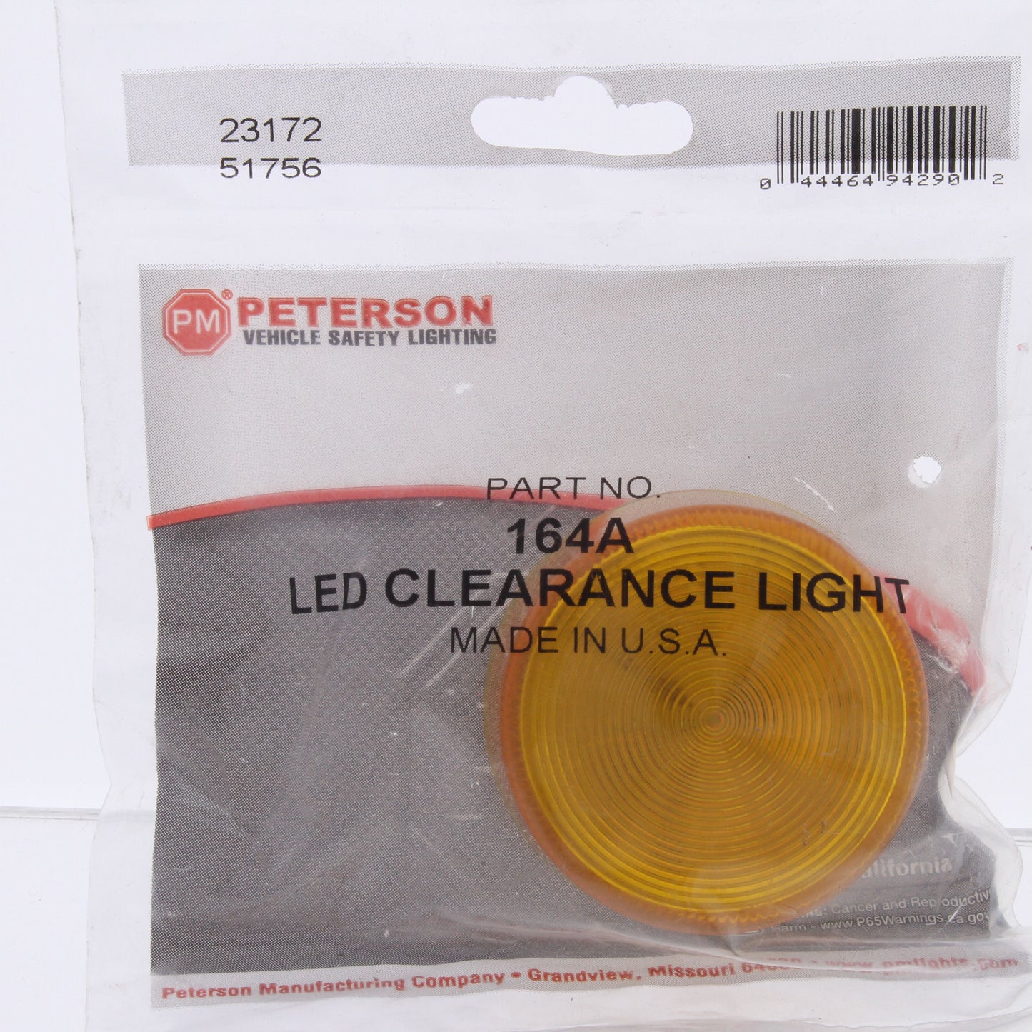 Peterson 164A Clearance Side Marker Light Amber 2" No Grommet Bracket USA
